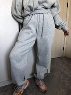 Wholesale Fleece Hoodie with Jogger Pant Sweat Suit Fall Winter 2 Piece Set Tracksuit Women Sports Outfit Two Piece Solid Casual