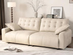 Oversized PU Leather Sectional Sofa Adjustable Backrest 31.5" Seat Depth Semi-Reclining Sleeper Chaise 91" 2 Seat, Customized
