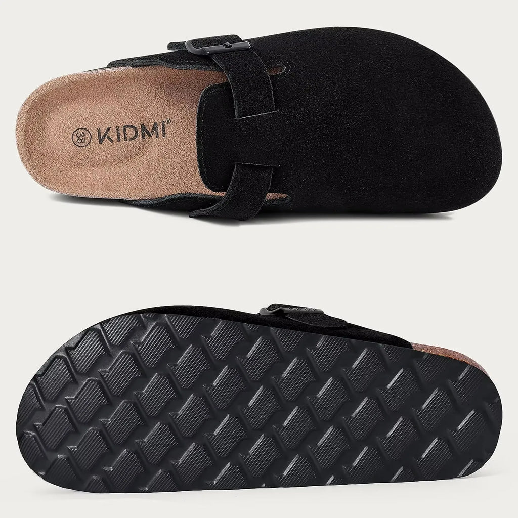 Crestar Fashion Clogs Slippers For Women Classic Suede Men Mules Cork Footbed Leather Potato Shoes With Arch Support Beach Slide