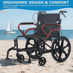 Lightweight Travel Wheelchair Foldable Compact Hand Push Wheelchair for Easy Storage in Car Trunk Airplane Suitable for Adult