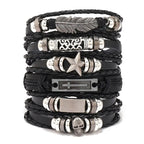 Fashion Bracelet Viking  Bracelet For Men Hand Bracelets Woven Skull Hand Jewelry Adjustable Leather Set viking man bracelet