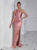 Formal Women's Evening Prom Elegant Party wedding guest  Celebrity Female Satin Maxi Club Wear Cocktail Dresses