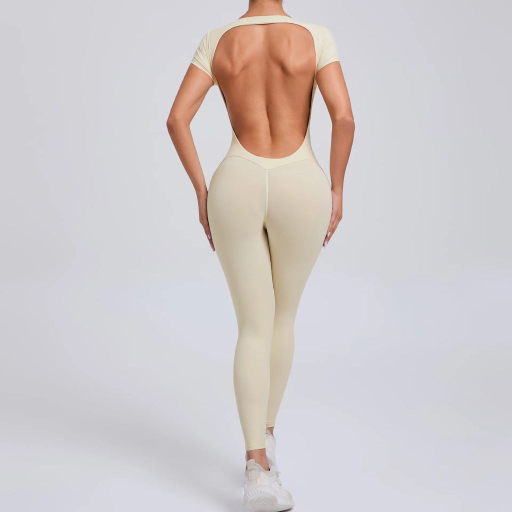 2026 Yoga Jumpsuit Fitness Sports Overalls Gym Clothing Set Wear Pilates Workout Clothes Women Short Sleeves Outfit Activewear
