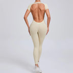 2026 Yoga Jumpsuit Fitness Sports Overalls Gym Clothing Set Wear Pilates Workout Clothes Women Short Sleeves Outfit Activewear