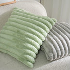Faux Rabbit Fur Square Cushion Cover Big Thick Striped Super Soft Solid Color Pillow Cover 45x45cm Sofa Decor Cushion Cover