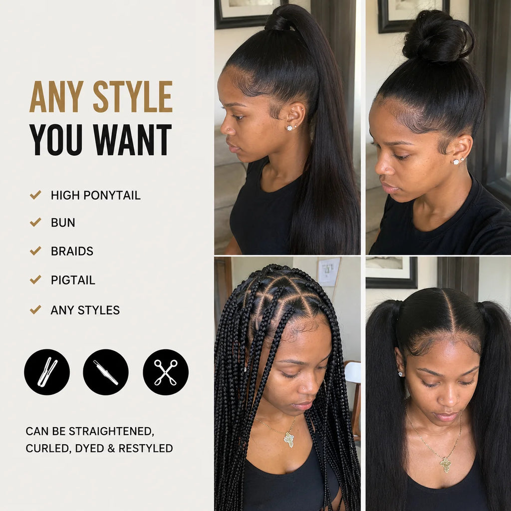 High End Real Full Lace Human Hair Wigs Bone Straight Brazilian 100% Raw Virgin Hair Breathable HD Full Lace Invisible Scalp Wig