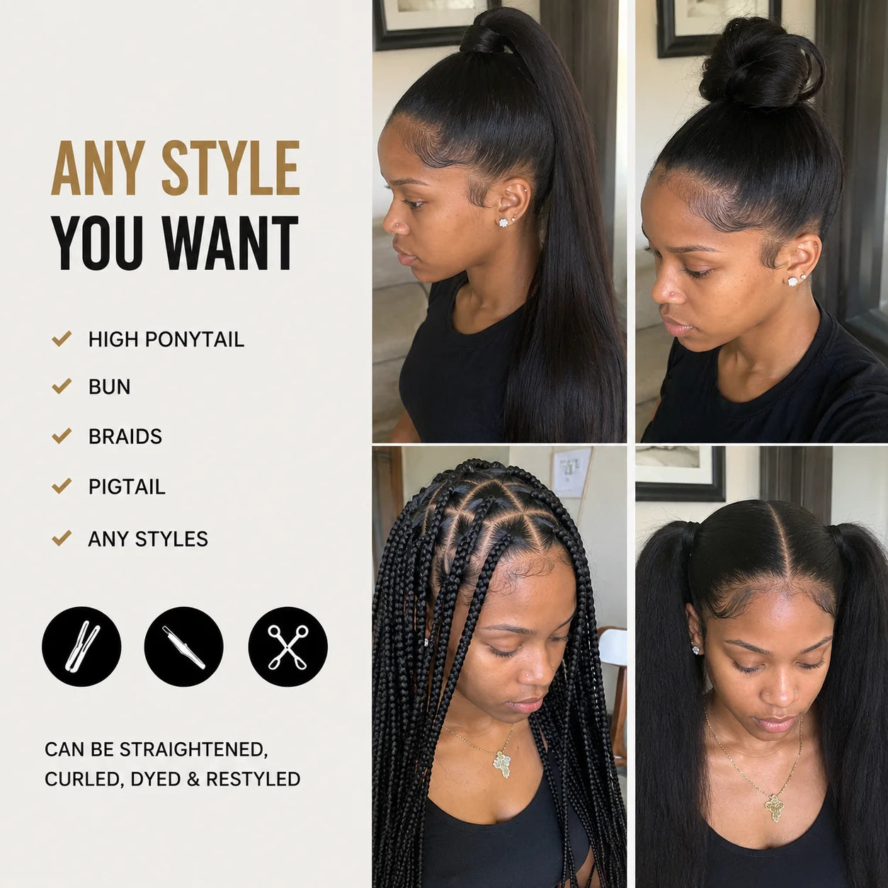 High End Real Full Lace Human Hair Wigs Bone Straight Brazilian 100% Raw Virgin Hair Breathable HD Full Lace Invisible Scalp Wig