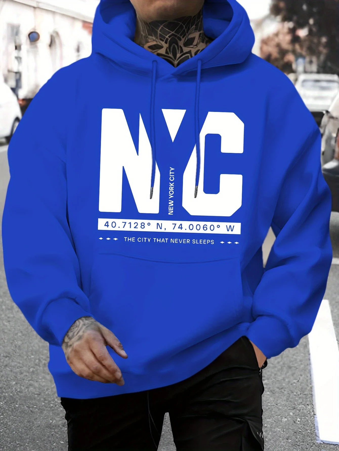 Men's autumn and winter casual fashion loose and comfortable letter print long sleeved hooded sweatshirt warm pullover