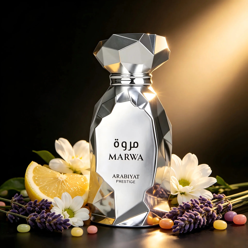 Arabiyat Marwa Middle East Dubai Unisex perfume, 3.4oz100ml, fresh wood fragrance, silver gift box packaging, high-end fragrance, suitable for any venue, perfect gift choice