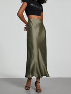 Fashion Satin Party Long Skirt High Waist Solid Color Casual Basic Women Skirts Fishtail Skirt Chic Summer Woman Clothing 2026