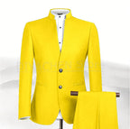 2025 New Style Men Chinese Tunic Collar Bridegroom Suit Formal Wear Dress Slim Fit Mens Suits Groom Wedding Blazer Costume Homme