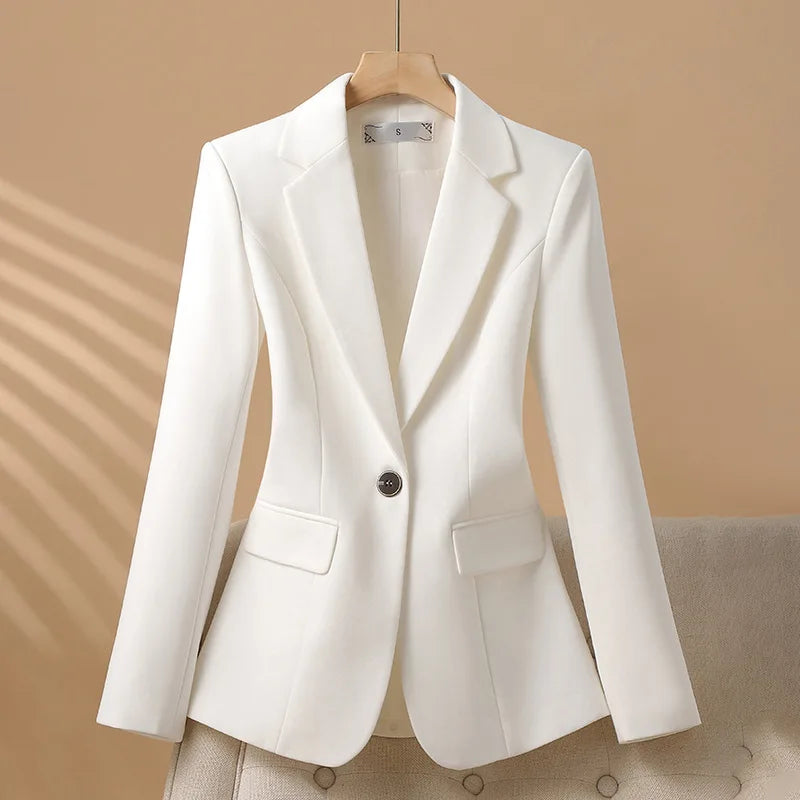 Women Blazer Casual Single Button Long Sleeve Red Black White Slim Suit Ladies Office Coat Fashion New Winter Autumn Jacket 2025 & 2026