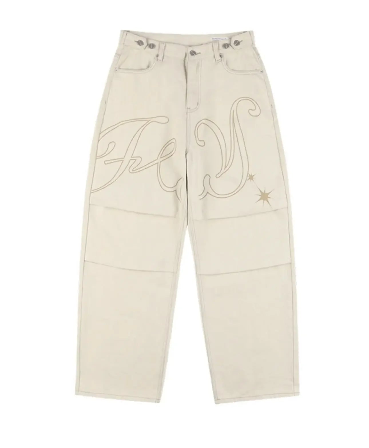 Y2k Trendy Korean Style Jeans Harajuku Retro Simple Angel Print Loose Jeans Fashion New Low Rise Solid Color Straight Leg Pants