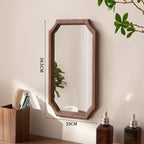 Retro Solid Wood Dressing Mirror Makeup Mirror Wall-mounted Bathroom Toilet Wall-mounted Punch-free Rectangular Bathroom Mirror
