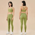 Women's 2 Piece Sports Set - High Waist Booty-Lifting Leggings with Back Pocket & Sports Bra Yoga/Gym/Running Workout Outfit