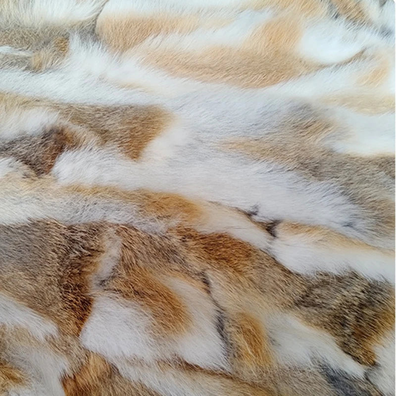 50x100cm Natural Rabbit Fur Patchwork Blankets Winter Bedspread on The Bed Striped Throw Blanket Soft Sofa Cover Christmas Party Secondary image