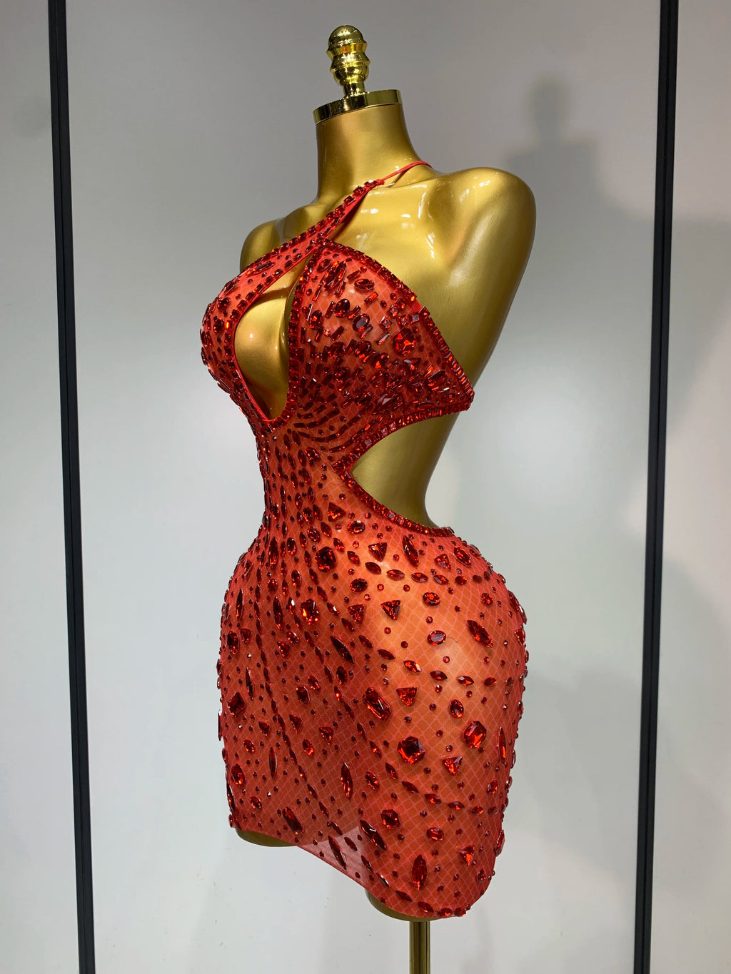 Sexy Sparkly Diamond Backless Short Dress 2026 Women Sleeveless Mesh See Through Evening Birthday Gown Singer Stage Outfit