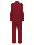 Women's Elegant Casual Blazer Jacket And Straight Trousers 2-Piece Suit Set Chrisimas & New Year Eve Party Outfit