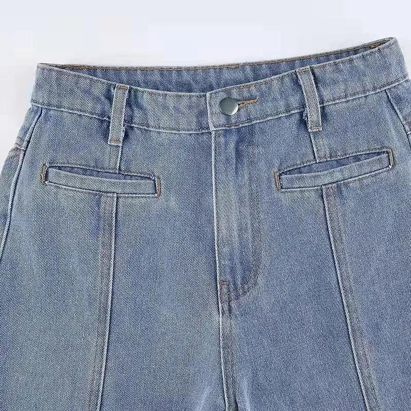 Retro Jeans European and American Style Design Slim Fit Leg Length All Match Pants Five Pointed Star Straight Women Versatile