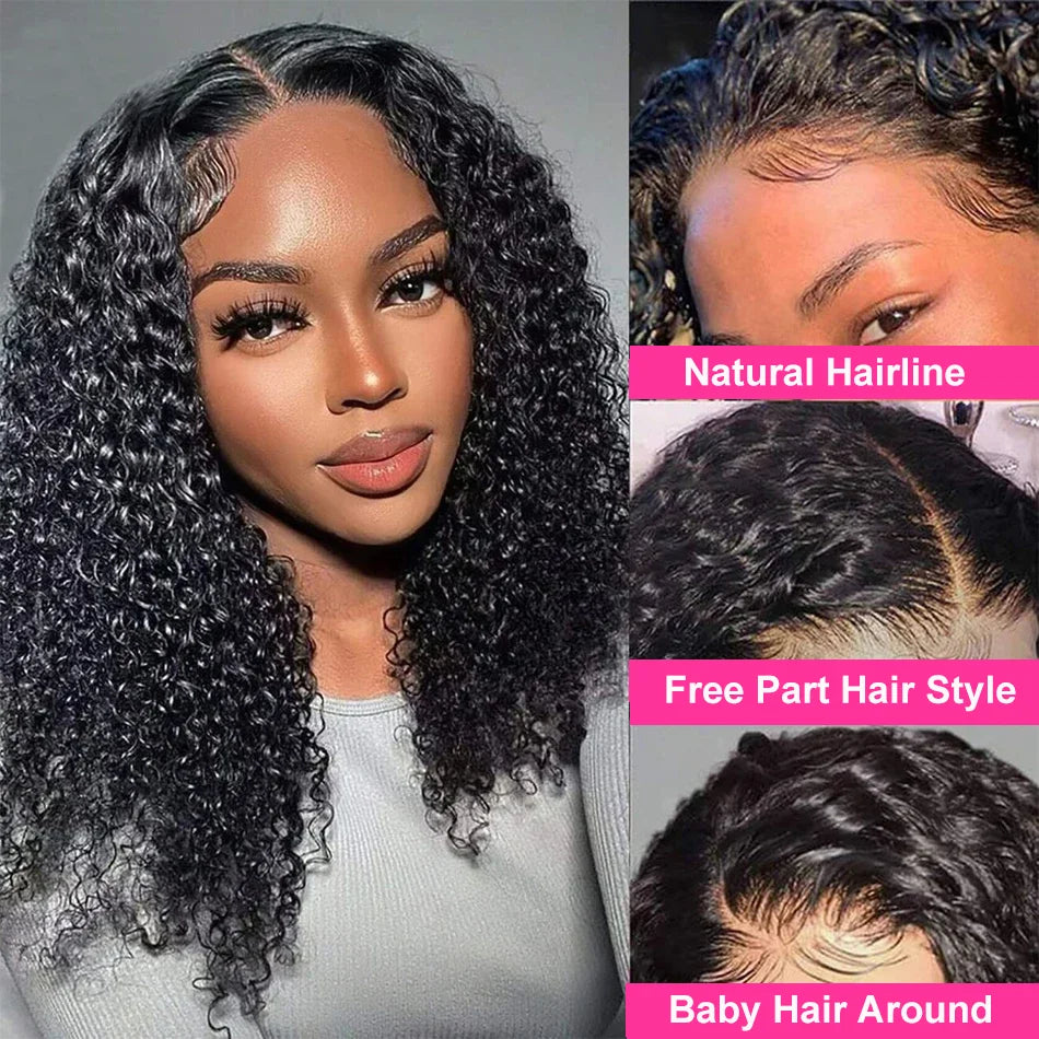 Short Bob Deep Wave Lace Frontal Wig PrePlucked 13x4 13x6 Lace Front Wig Peruvian Curly Human Hair Bob Wigs For Women and Girls