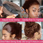 250Density Deep Wave Human Hair Wig 360 Full Lace Front with Hidden Strap 4/27 Blonde Highlights Pre Plucked Brazilian Curly Wig