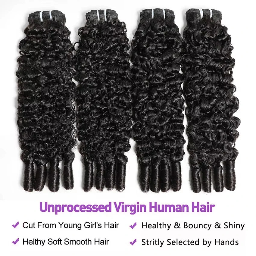 Burmese Curly Hair Bundles Raw Human Hair 1/3/4 Bundles Pixie Curly 100% Unprocessed Human Hair Weave Extensions For Women Wavy