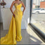 Customized Satin Yellow Mermaid Prom Dresses Crystals Sequined Sweetheart Neck Evening Formal Party Second Birthday Gown
