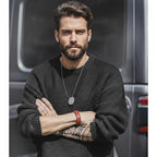 Maden Retro Heavyweight Knitted Sweater Loose Round Neck Pullover Warm Versatile Base Layer Knitwear for Men's Autumn and Winter