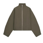 Woolen Zipper Loose Short Jacket Women Long Sleeve Lapel Solid 2025 Autumn Winter Commute Coat Street Office Warm Ladies Outwear