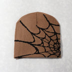 Knitting Spider Web Design Hat Skullies Beanies for Men Women Pullover Pile Cap Y2k Goth Warm Beanie Hats New Hip-hop Street Cap