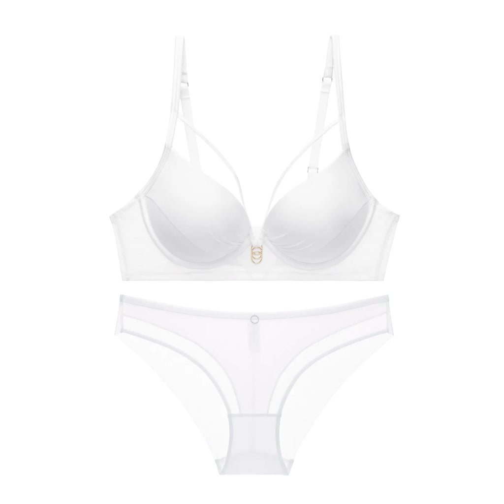 Skeleton Solid Color Plus Size CD Size Lingerie SuitPush Up Bra Set Adjustable Brassiere With Comfort Panties