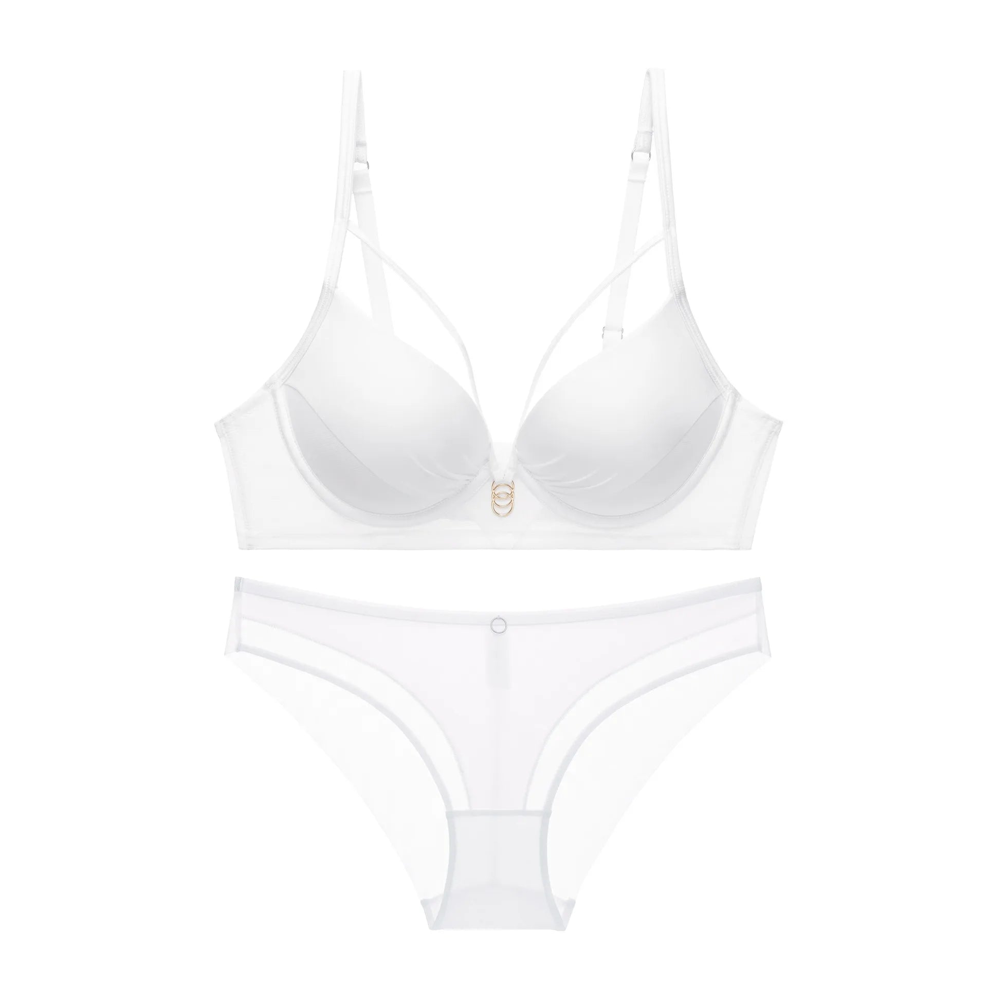 Skeleton Solid Color Plus Size CD Size Lingerie SuitPush Up Bra Set Adjustable Brassiere With Comfort Panties