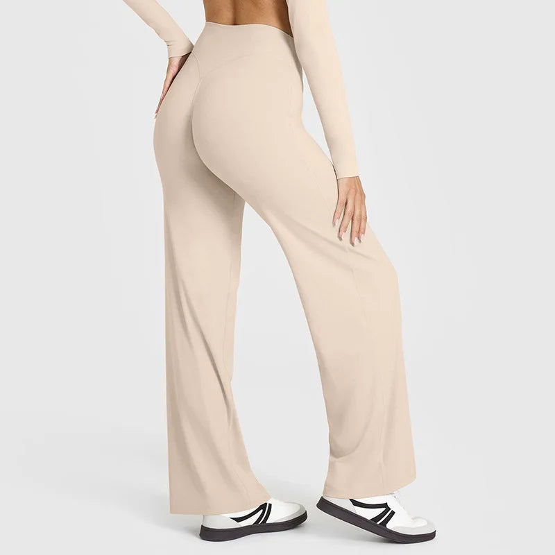 NCLAGEN Straight-Leg Pants Ultra Soft Butter Fabric Women's Mid-Waist Yoga Pants GYM Naked Feel Pilates Running Sport Trousers