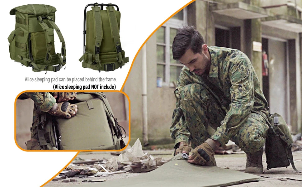 MT Military Alice Medium Pack Army Survival Combat ALICE Rucksack Backpack with External Metal Frame Olive Drab/Black/OCP