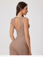 New Women Sportswear Yoga Set Sport Suit Gym Workout Clothes Gym Vest Crop Top High Waist Straight leg Pants Fitness Sports Wear