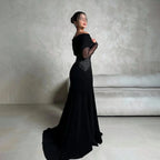 Customized Mermaid Evening Dress Gorgeous Satin Prom Dresses Lace Applique Formal Occasion Shining V Neck Party Gown Robe Soiree
