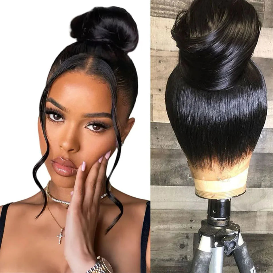 30 Inch Natural Black 360 Lace Front Straight Human Hair Wigs HD Transparant Full Lace 5X5 Glueless Wigs Human Hair Pre Plucked Secondary image