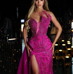Customized Luxury Mermaid Evening Dress V Neck Appliques Sequins Floor Length Beaded Sparkly Prom Dress Formal Dress For a Special night