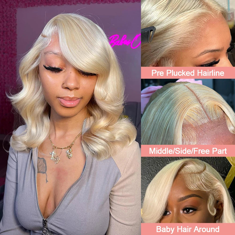 HD Transparent Short Bob 613 Blonde Body Wave 13x6 Lace Front Human Hair Wigs For Women Brazilian Lace Frontal Wig Pre Plucked