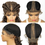 1B/30 Dark Brown Synthetic Lace Frontal Dutch Box Braided Wigs for Black Women Fishtail Braids Wigs with Baby Hair Cornrow Wigs