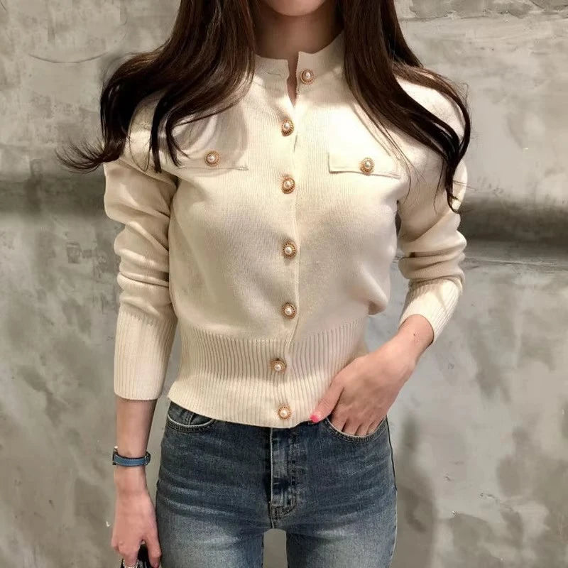 2026 Autumn Long Sleeve Fashion Women Cardigans Sweater Knitted Coat Short Casual Single Breasted Korean Slim Chic Ladies Tops Secondary image