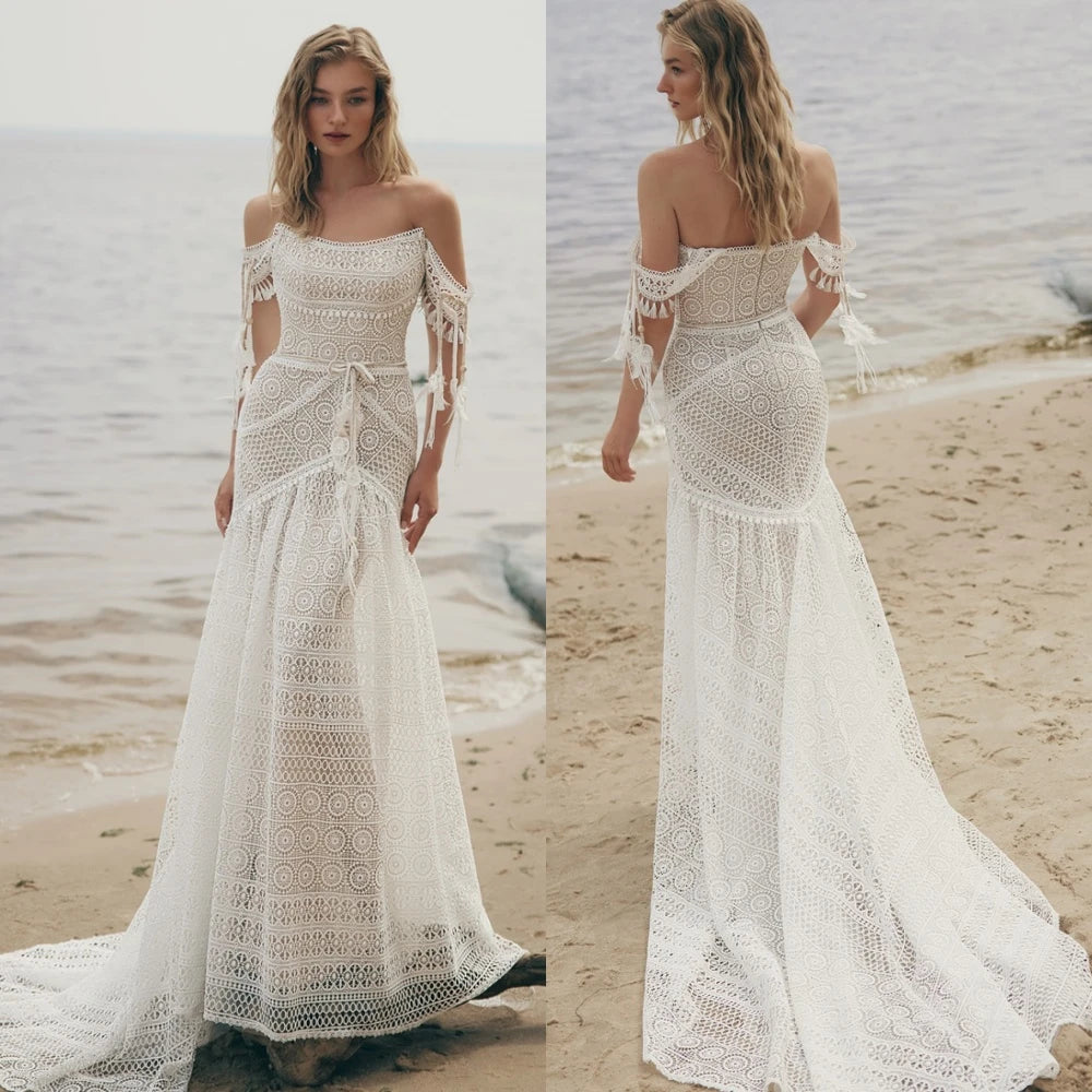 Customized Formal Sexy Temperament Dreamy Romantic Wedding Dress 	 White Lace Wedding Party  Trumpet Sleeveless  Dresses Secondary image