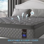 10"12"14"Twin Full Queen King Size Mattress in a Box Hybrid Spring Memory Foam,Euro Top Mattresses Medium Firm for Motion Isolat