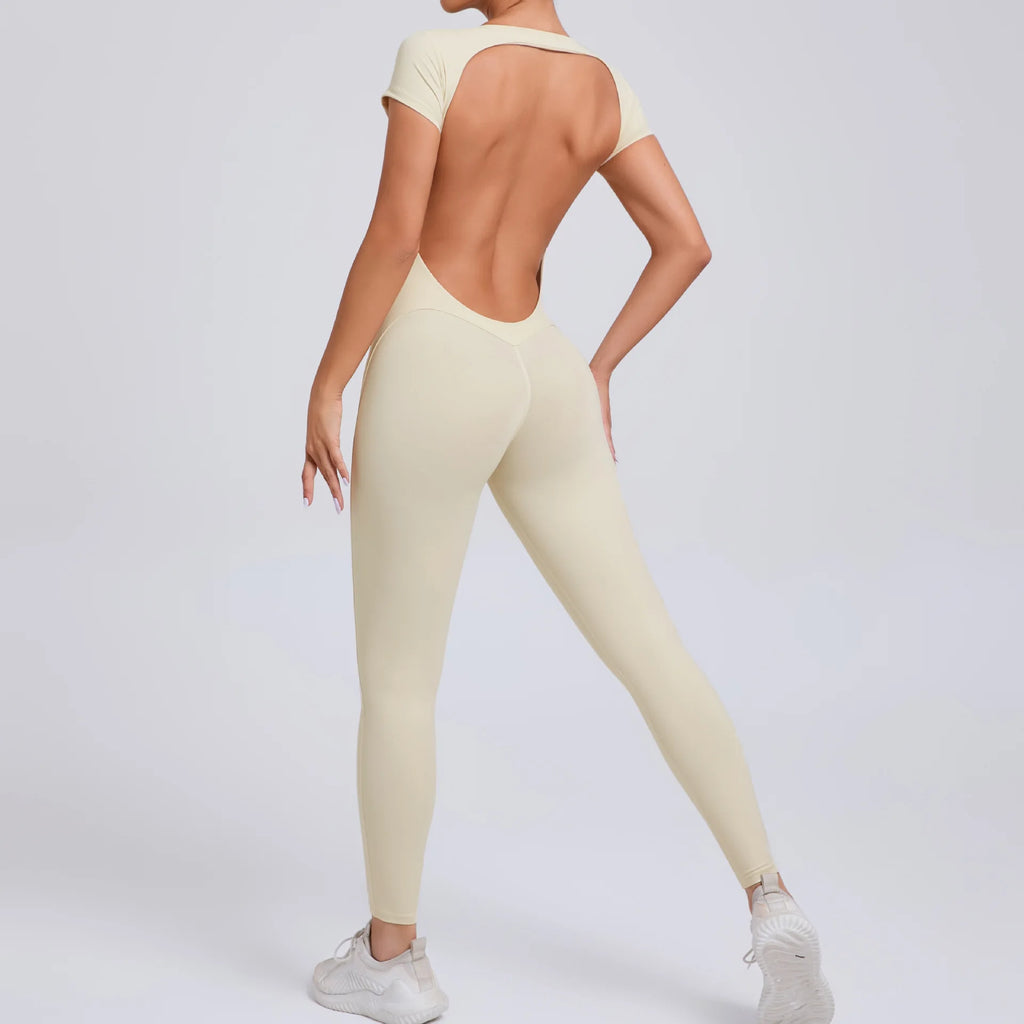 2026 Yoga Jumpsuit Fitness Sports Overalls Gym Clothing Set Wear Pilates Workout Clothes Women Short Sleeves Outfit Activewear