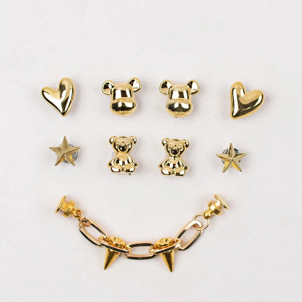 9PCS Summer Fashion Shoe Charms DIY Acrylic Butterfly Cartoon Bear Decoration Buckle for Clogs Shoe Charm Accessories