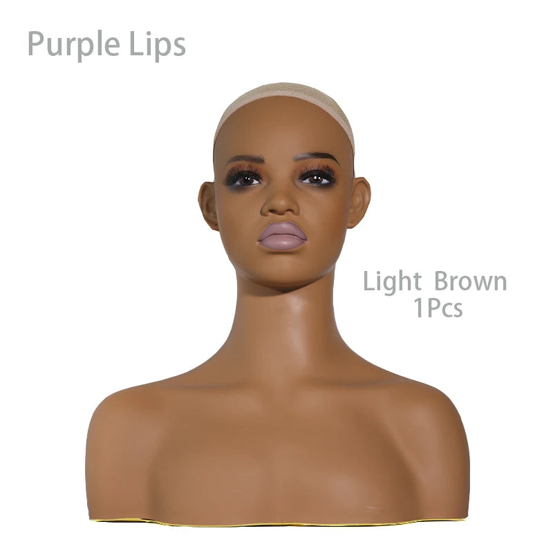Mannequin Head For Wig African Dummy Head For Wig Doll Head With Anti Slip Hairnet Realistic Mannequin Head With Shoulders