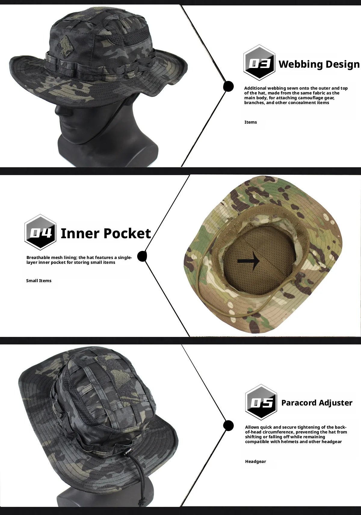 New Camouflage Tactical Boonie Cap Wide Brim Bucket Benny Hats Men Women Outdoor Sports Multicam Caps For Fishing Hiking Hunting