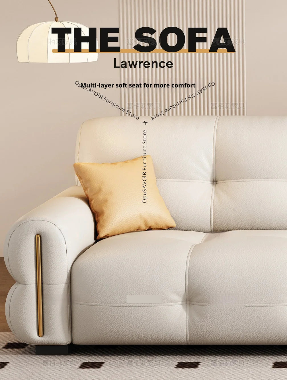 Italian Minimalist Sofa Modern Luxury Living Room Couch Straight Sofa Set Persons Genuine Leather Upholstered Furniture JT40