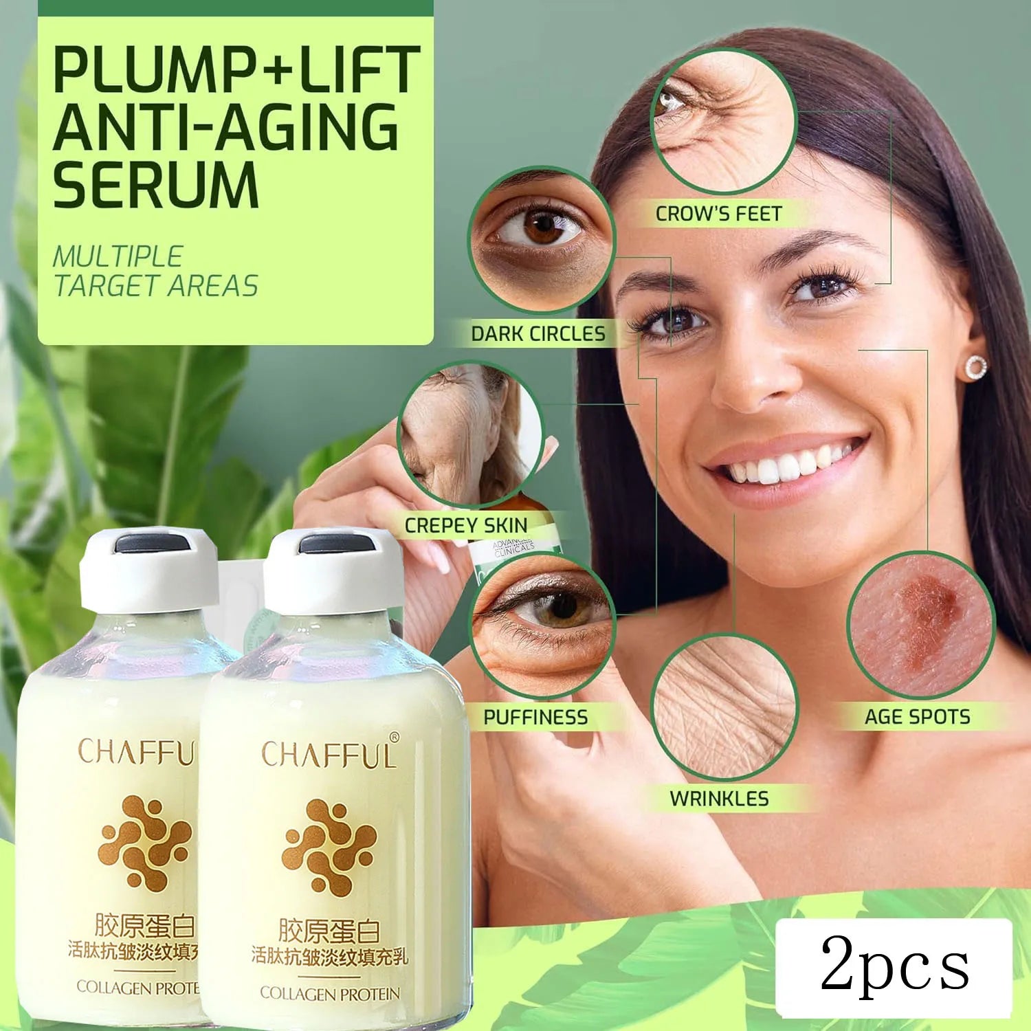 2pcs Collagen Face Serum skincare Facial Essence Liquid Firming Moisturizing Nourishing Facial Serum Skin Care