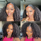 Kinky Curly V Part Wig Human Hair No Leave Out Thin Part Brazilian Hair Wigs for Women 250% Afro Curly Glueless V/U Part Wigs